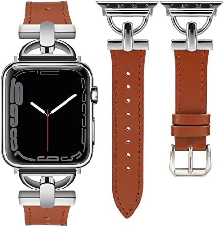 Leather Apple Watch Band for Series 1/2/3/4/5/6/7/8/Ultra 38-40-41mm / Silver