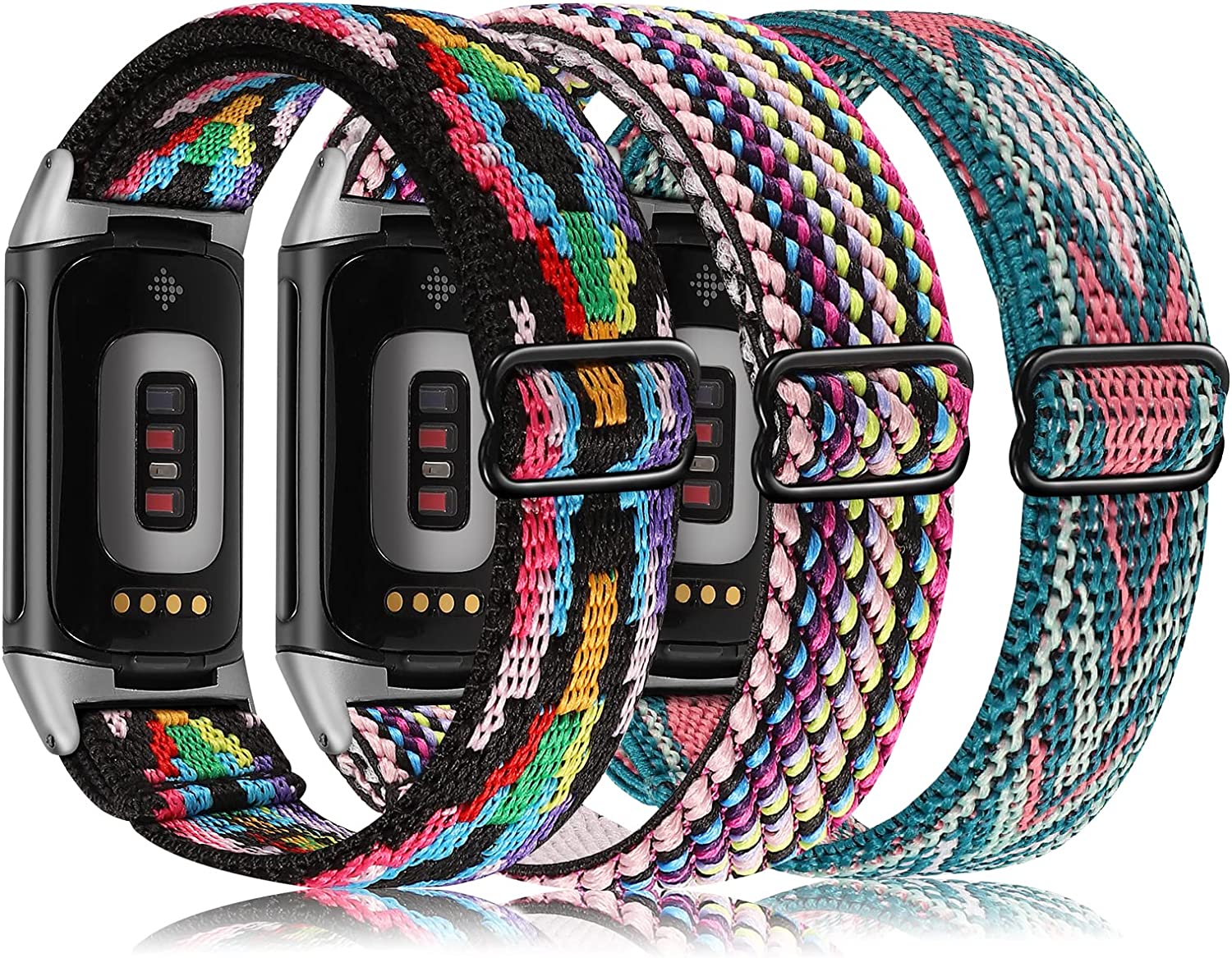 Wearlizer 3 Packs Adjustable Elastic Band Compatible with Fitbit Charge 5